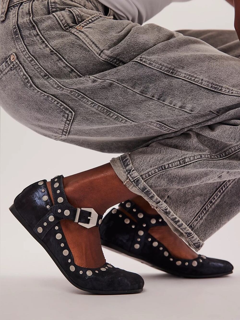 Free People Mystic Mary Jane Navy Metallic